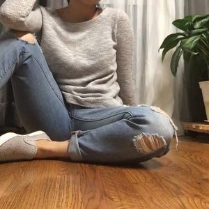 GLOBAL WORK Gray Knit Sweater Shirt Size Medium